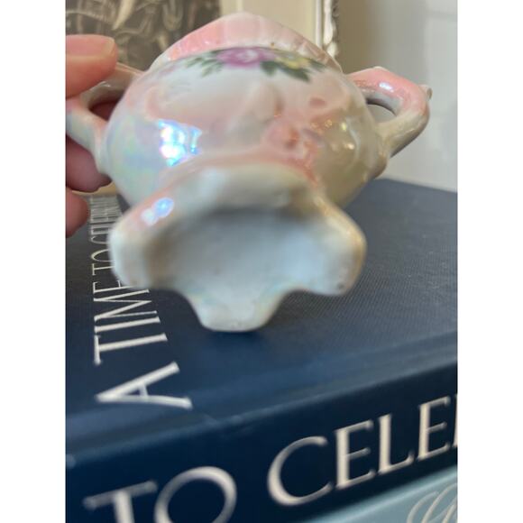 Vintage Lusterware Mini Porcelain Sugar Bowl or Toothpick Holder - Picture 4 of 5
